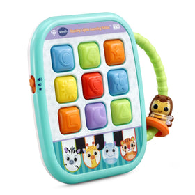 VTech Squishy Lights animals keys; four piano keys introduce zebra, giraffe, hippo, tiger with songs.