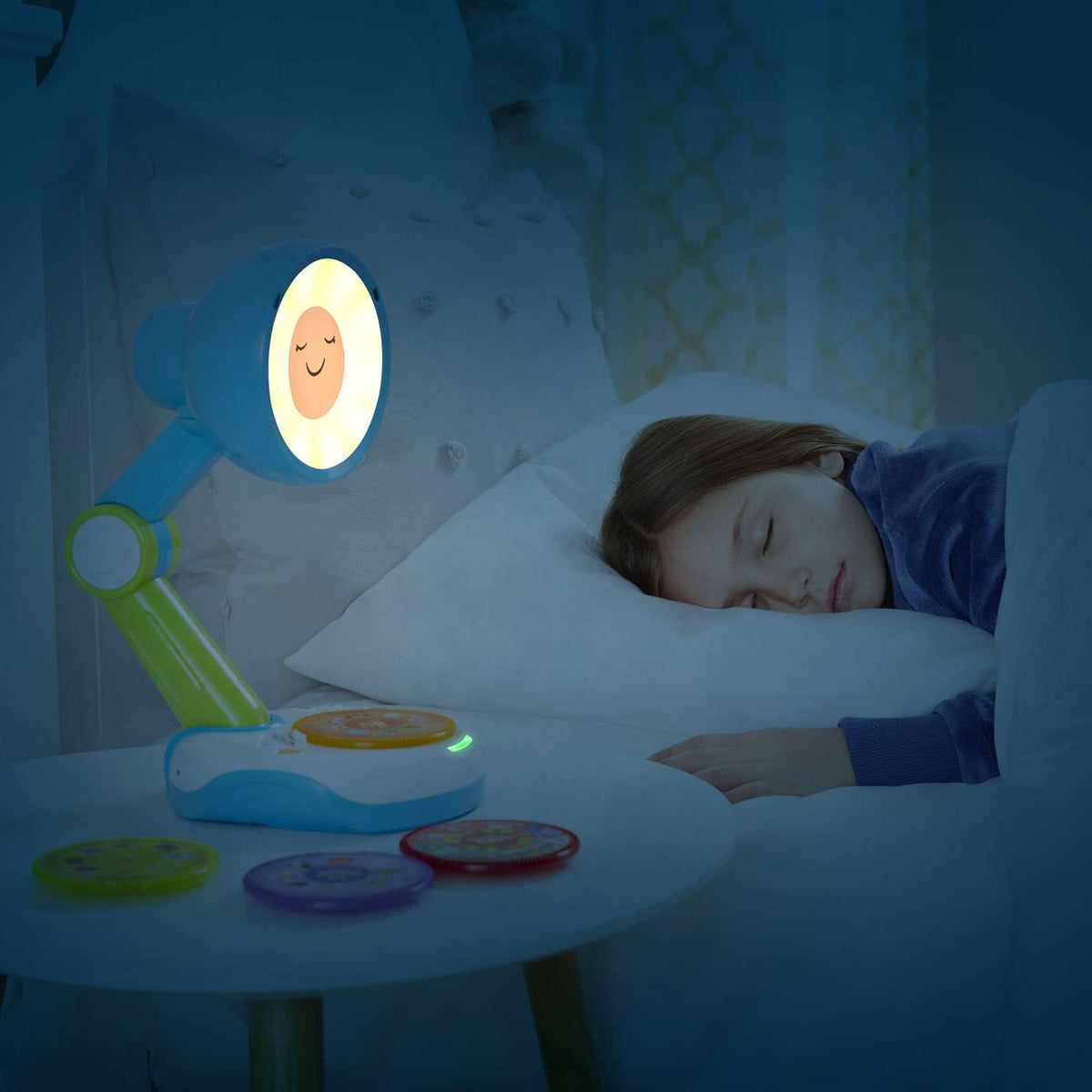 VTech Sunny four-disk setup shown for daily activities.