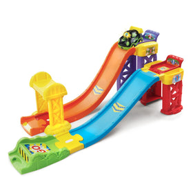 VTech stunt track configuration offers varied layouts for imaginative racing stories.