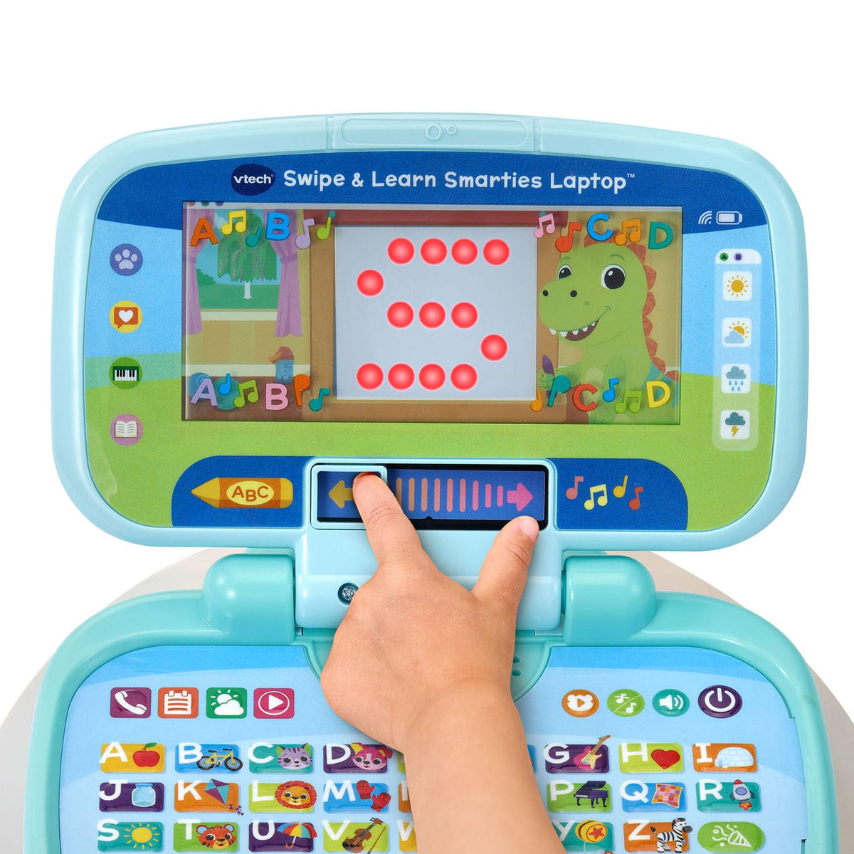 VTech Swipe and Learn Smarties Laptop number display helps with counting basics.