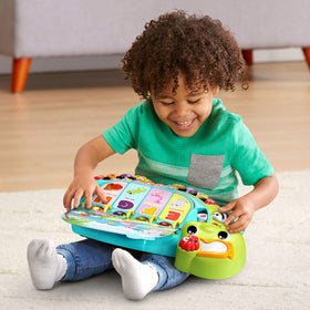 VTech take-along handle eases on-the-go learning.