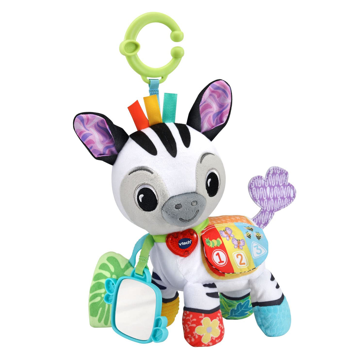 VTech Take Me With You Zebra ribbon tags stimulate texture discovery