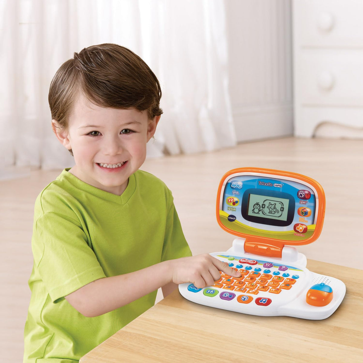 VTech Tote and Go Laptop orange in a bag for portability