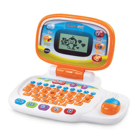 VTech Tote and Go Laptop orange open screen showing interactive lessons