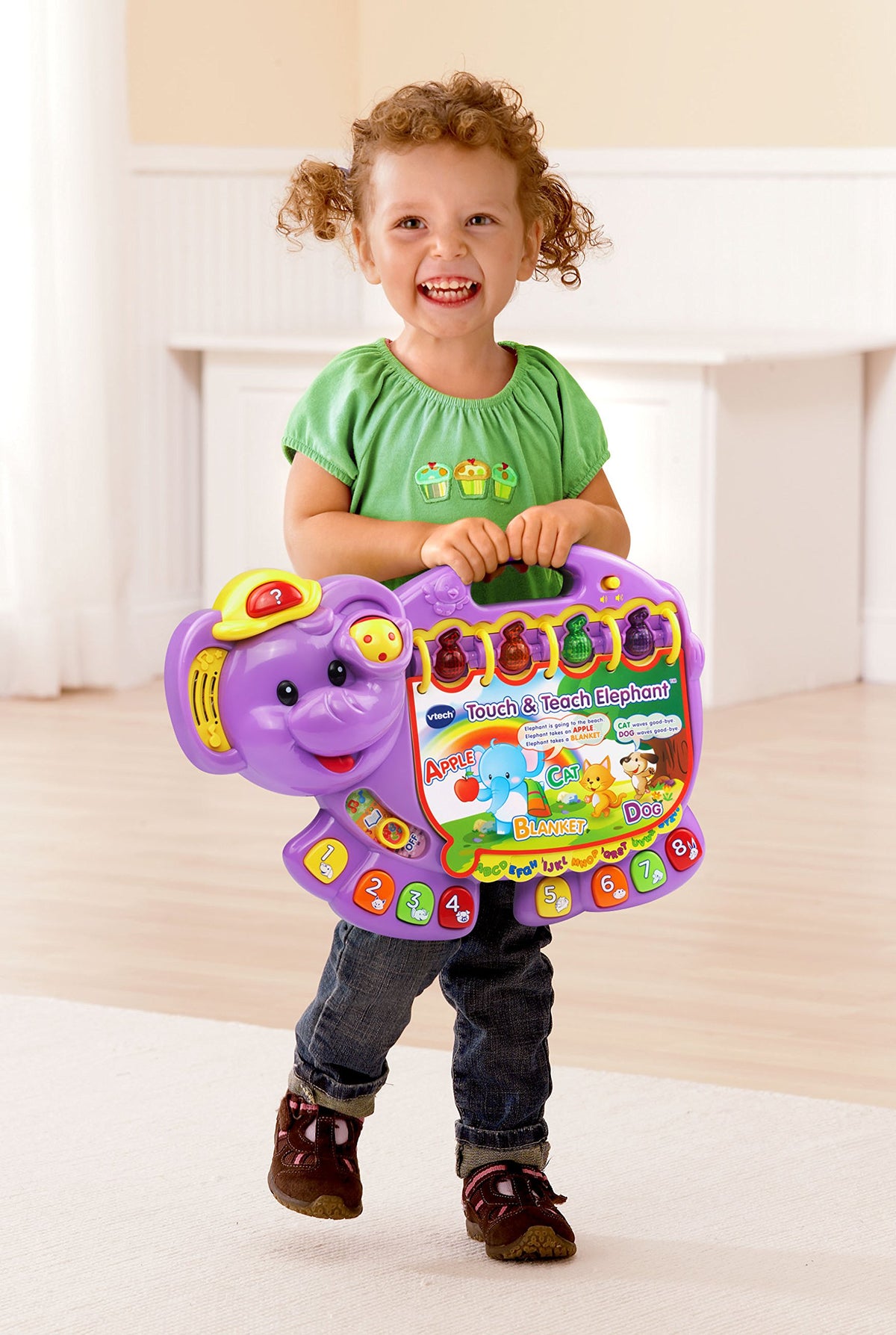 VTech Touch and Teach Elephant Purple animal and number buttons encourage exploration