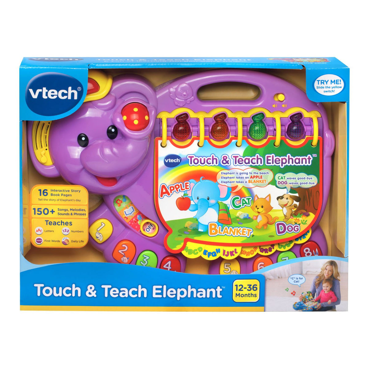 VTech Touch and Teach Elephant Purple roller ball delivering playful sound effects