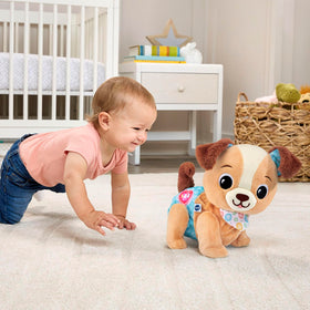 VTech Walking Puppy plush body and soft textures invite touch