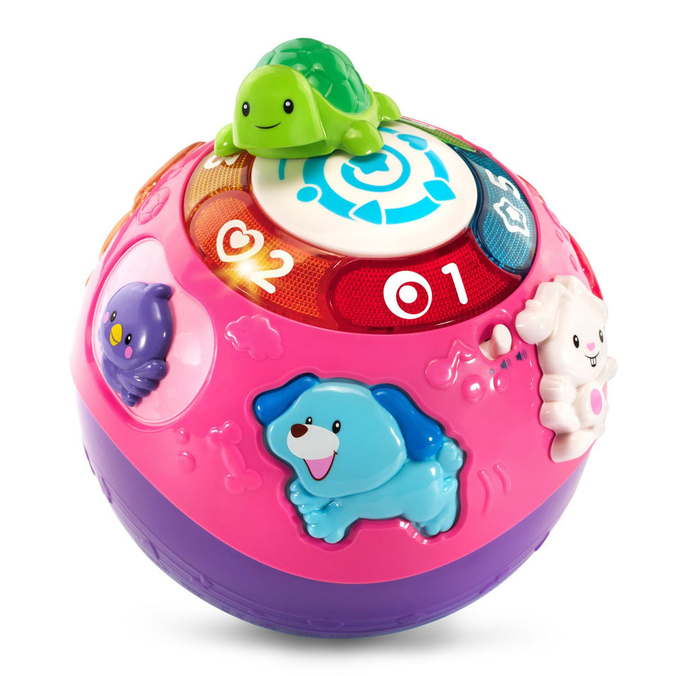 VTech Wiggle and Crawl Ball Purple front view with lights for baby engagement