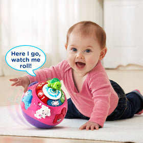 VTech Wiggle and Crawl Ball Purple spins for dynamic floor play