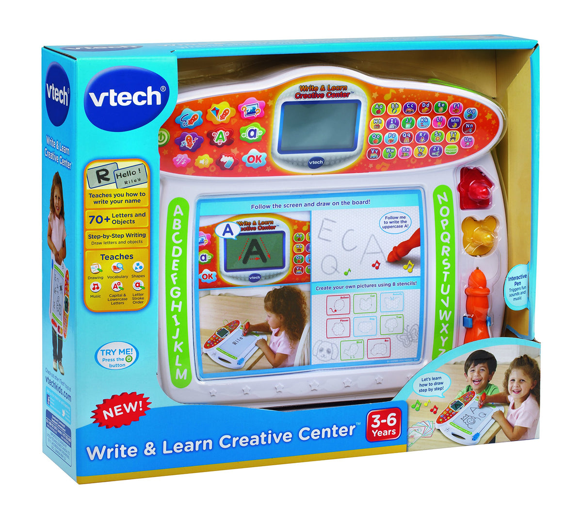 VTech Write and Learn Creative Center White battery compartment demonstrates demo power