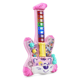 VTech Zoo Jamz Tiger Rock Guitar close-up of colorful buttons supports fine motor skills through tapping.