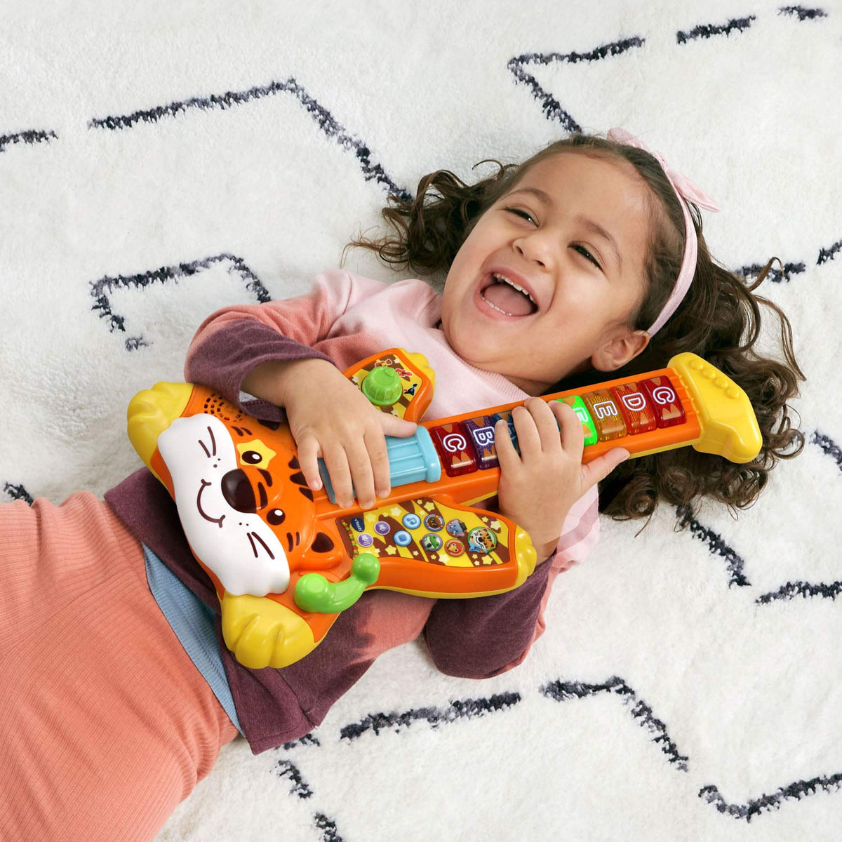 VTech Zoo Jamz Tiger Rock Guitar orange whammy bar adds fun sound effects