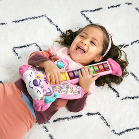 VTech Zoo Jamz Tiger Rock Guitar whammy bar adds fun sound effects and tiger roars.