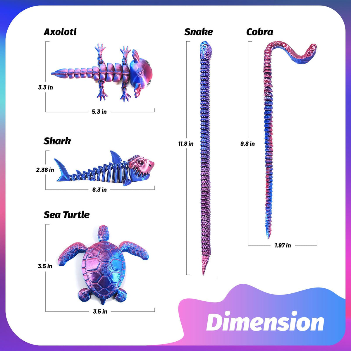 Vuebkkry 3D printed snake figurine for tactile play.