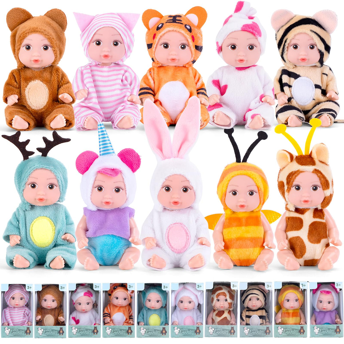 Vueos 10pcs mini dolls with outfits for shared play