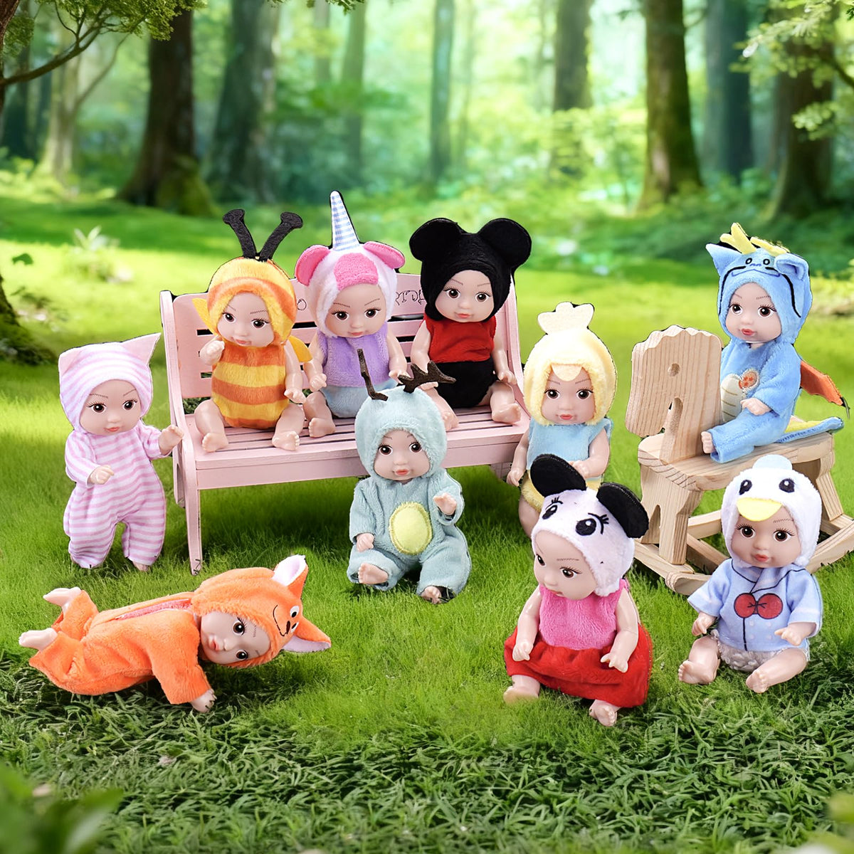 Vueos lightweight dolls travel easily for on-the-go pretend play.