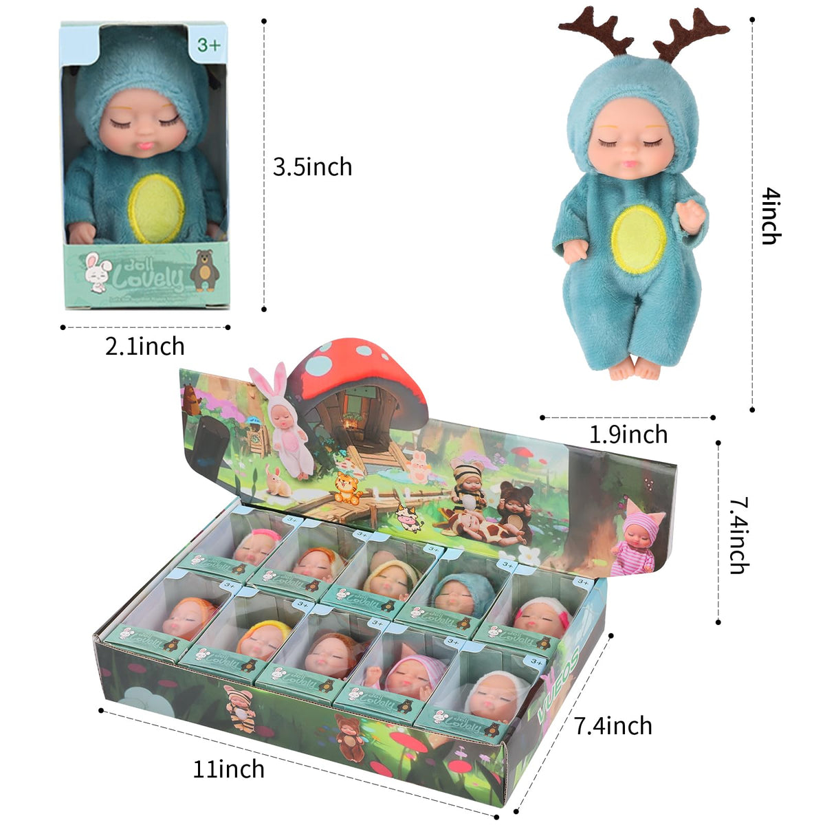 Vueos mini reborn doll cat outfit sparks cozy pretend play for kids