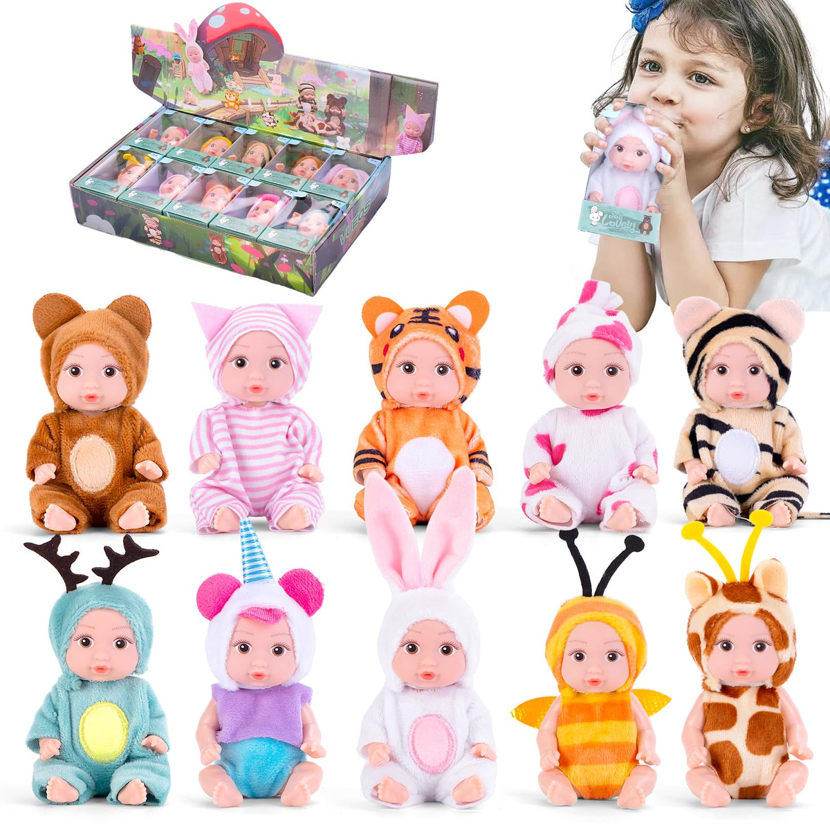 Vueos open-eye 4inch dolls with lifelike gaze for realism