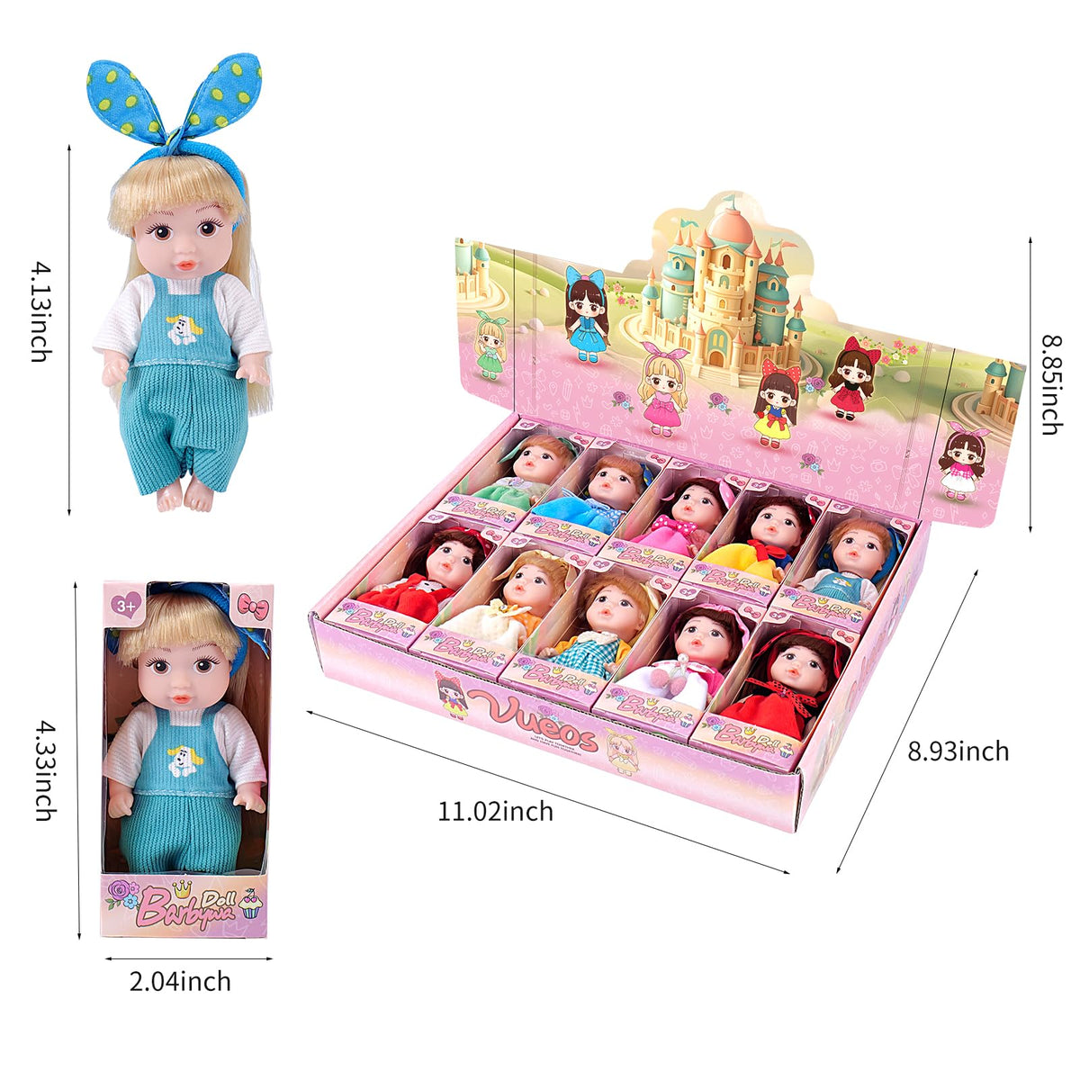 Vueos princess dolls interchangeable outfits highlight easy styling and personalization.