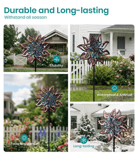 Dual-layer blades create layered motion in light or stronger breezes.