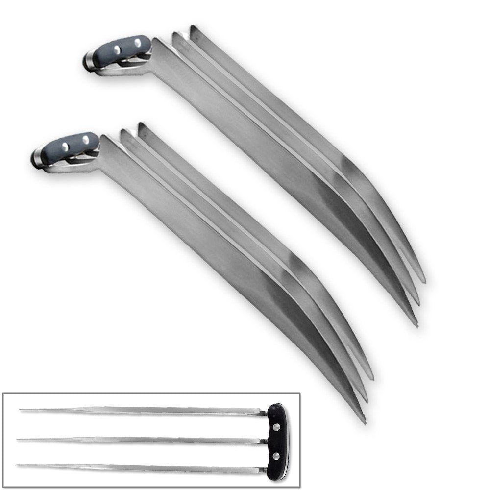 Vulcan Gear Wolverine Claw 11in set close-up highlights durable stainless steel blades for adults.