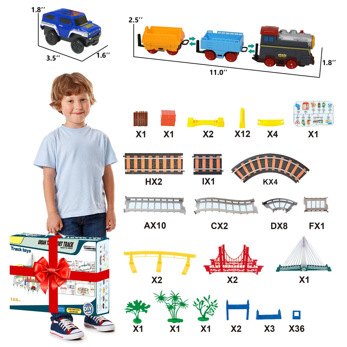 Vunrahsg includes bridge, road signs, and more for extended play sets