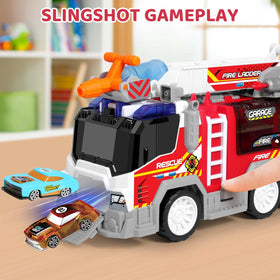 Vunrahsg fire truck toy water squirt feature enables realistic firefighting practice
