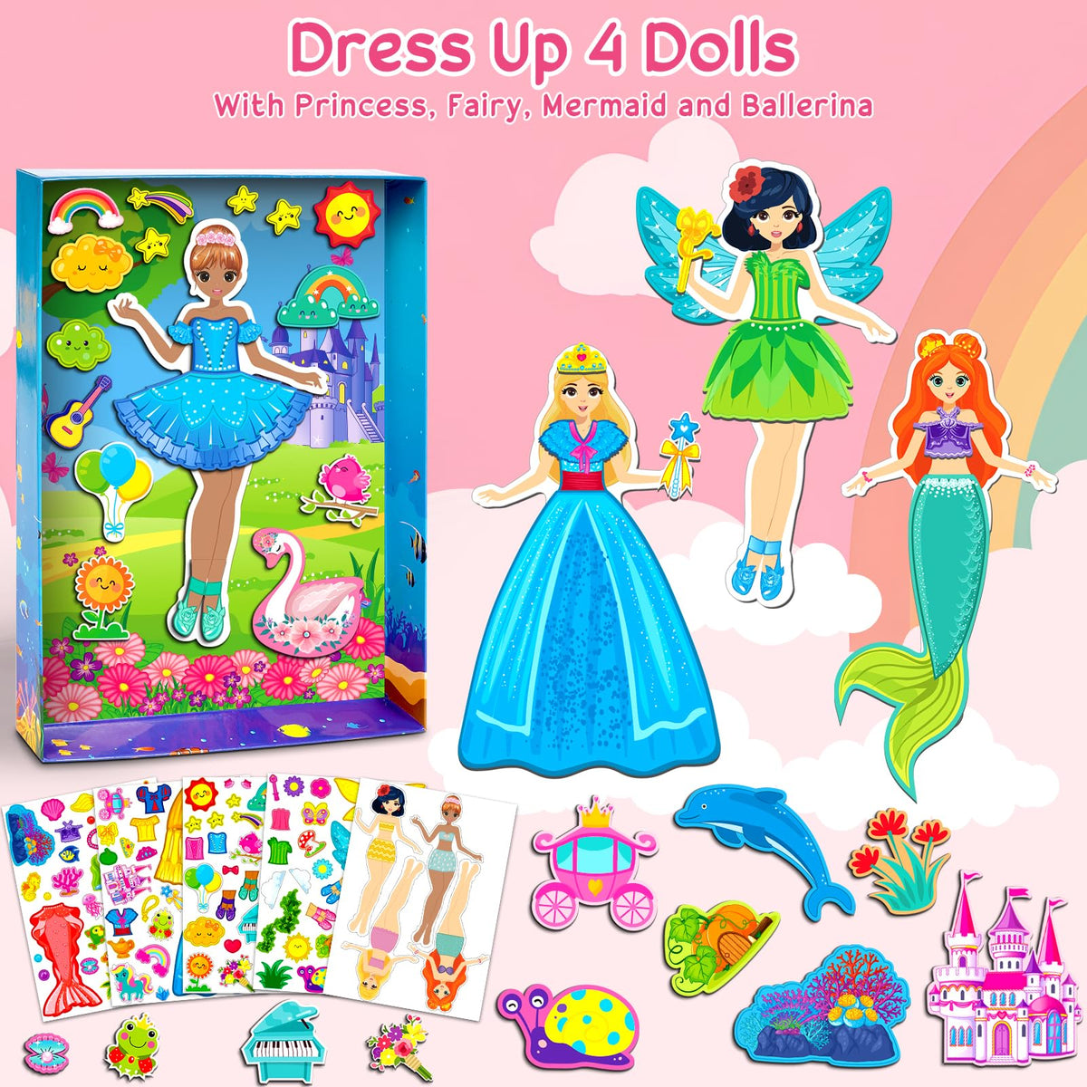Vunrahsg magnetic dress-up dolls mermaid for imaginative pretend play