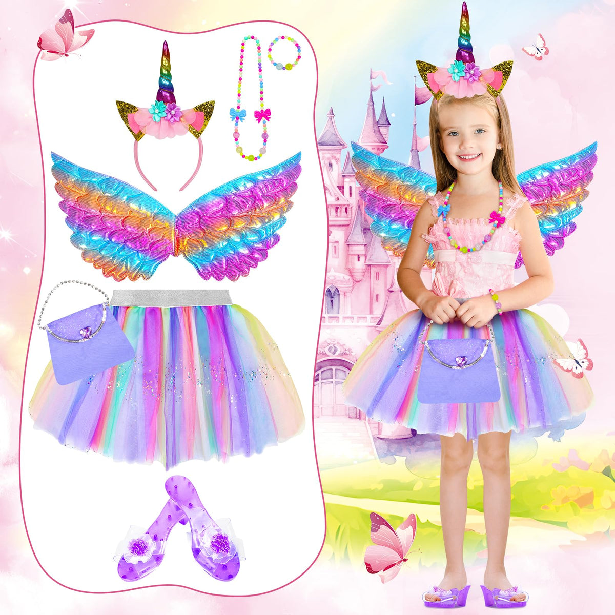 Vunrahsg fairy wings with elastic straps for easy, comfortable dress up
