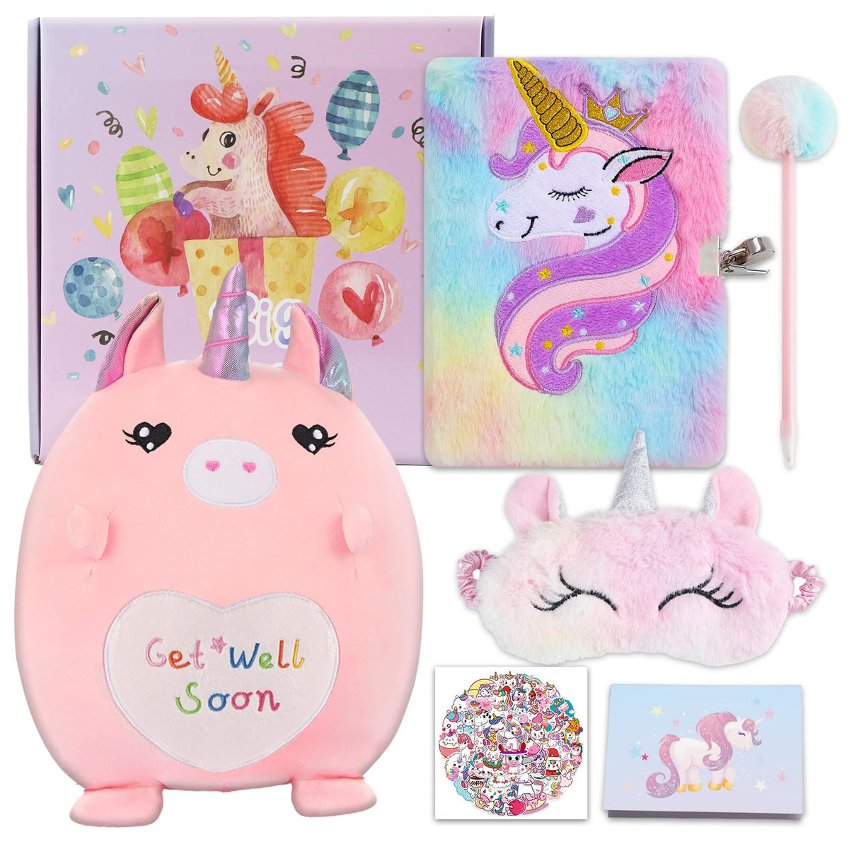 VUYUEN unicorn fluffy diary with lock offers private journaling to lift mood during recovery.
