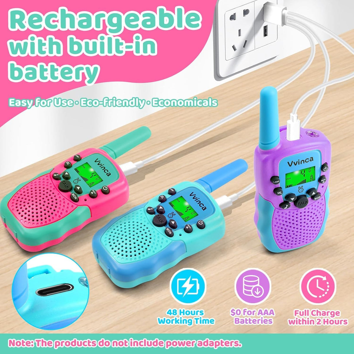 Vvinca walkie talkie durability with 1.5-meter drop resistance for busy kids.