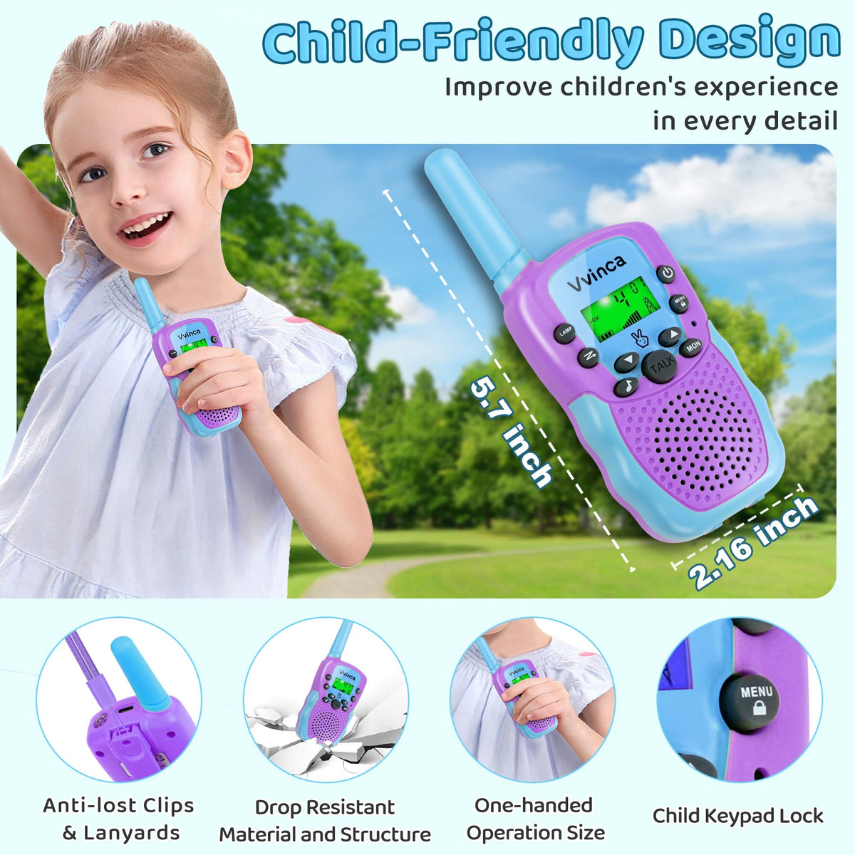 Vvinca walkie talkies 3 km range test during outdoor activities.