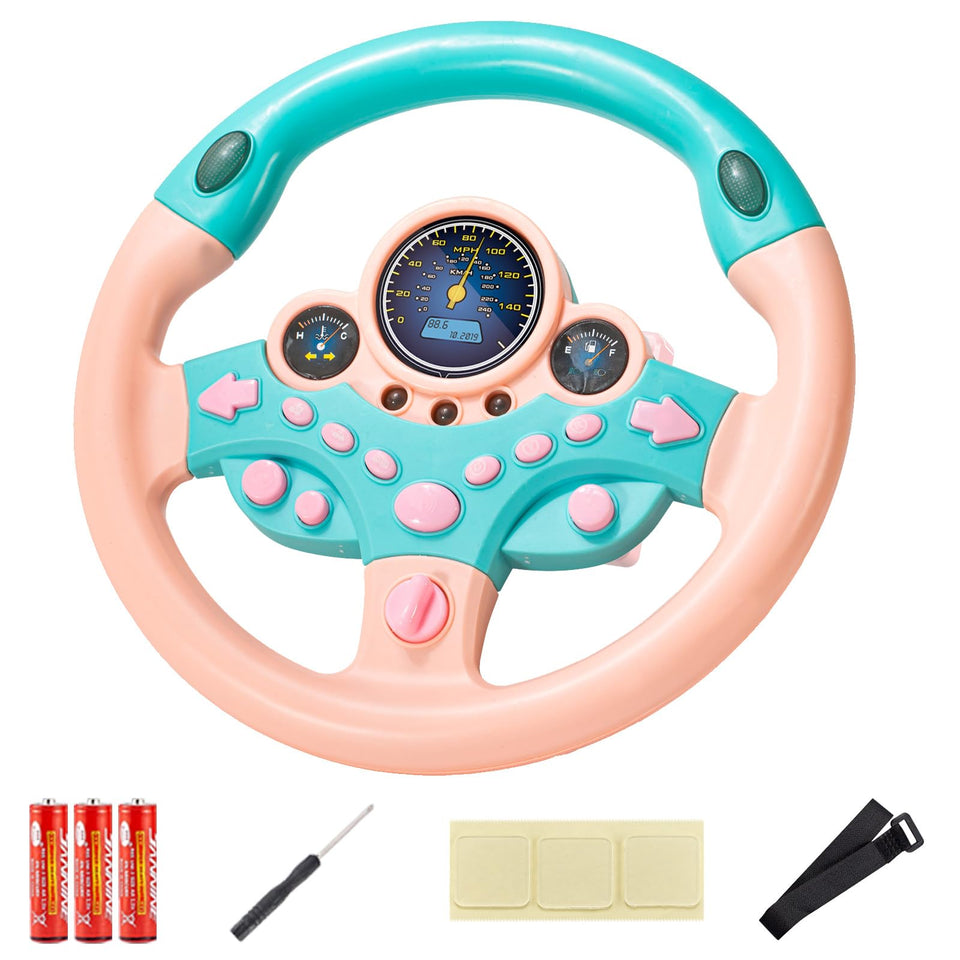 VVistch kids steering wheel toy with lights and music for engaging car play