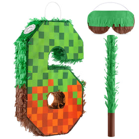 VWAERR pixel number 6 pinata graphic for festive party decor.
