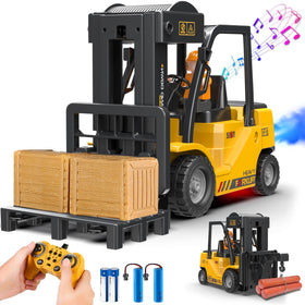 VWAHNANA RC forklift toy with 2-in-1 lift and crane for versatile play.