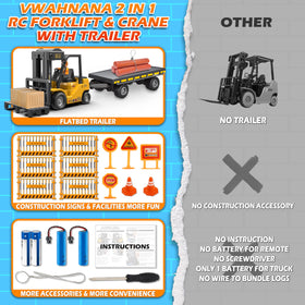 VWAHNANA RC forklift trailer with warehouse accessories sparks creative scenarios.