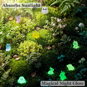 VYNTALIX glow-in-the-dark mini figurines charging in sunlight for night scenes
