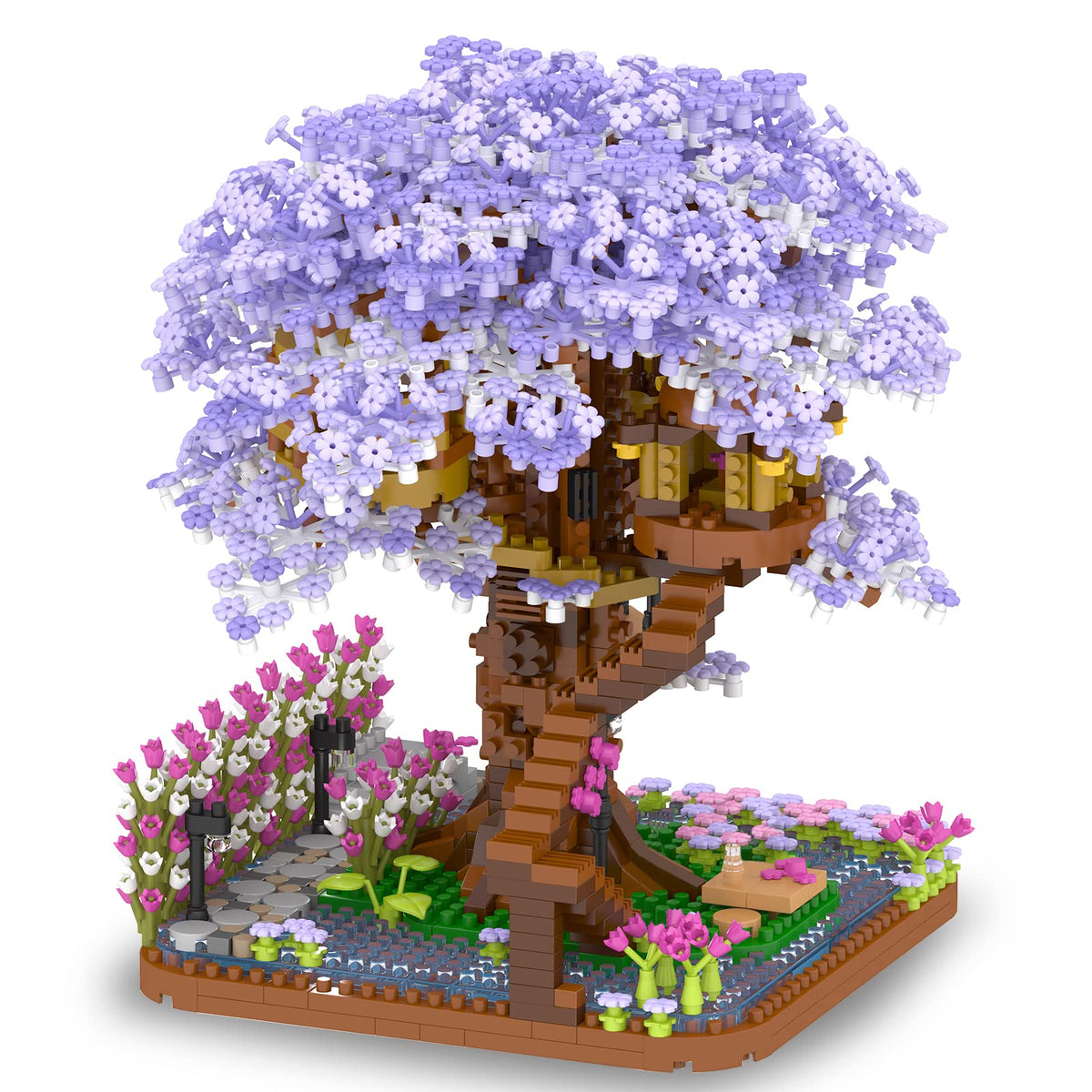 Vziimo Cherry Blossom Bonsai Tree display setup elevating room decor.