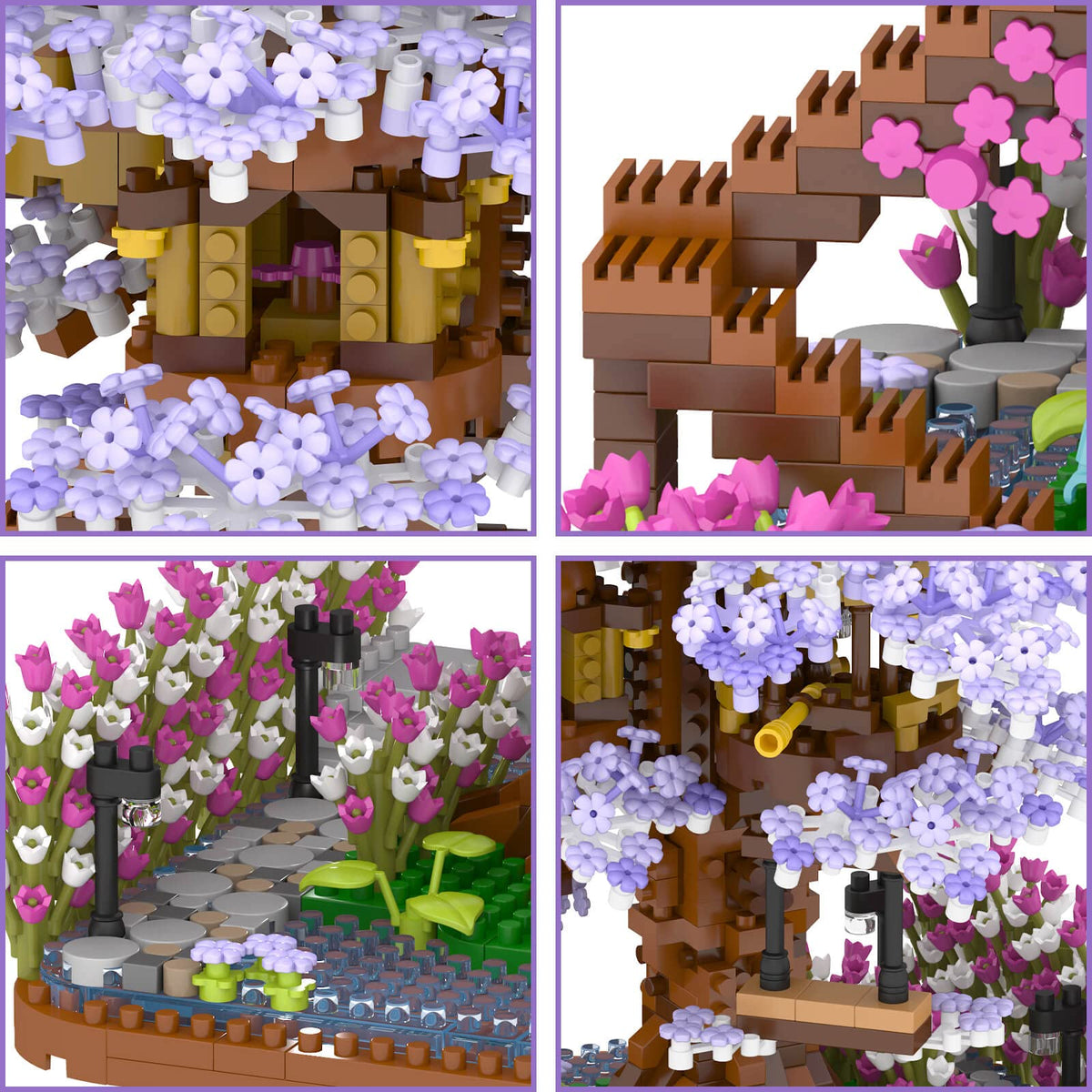 Vziimo Cherry Blossom Bonsai Tree staircase detail highlighting precise construction.