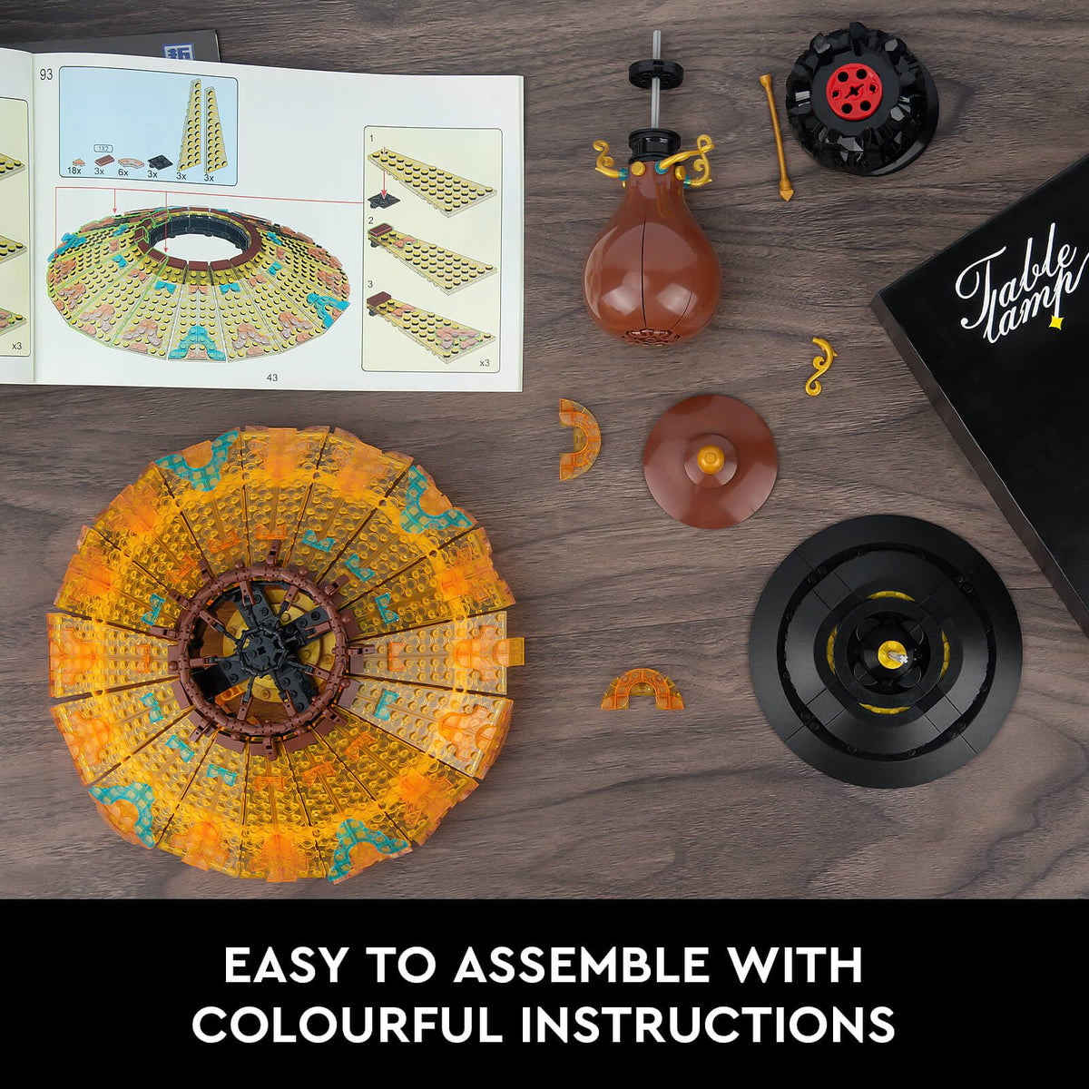 Vziimo Ideas Table Lamp full setup displays the completed artful lamp for home