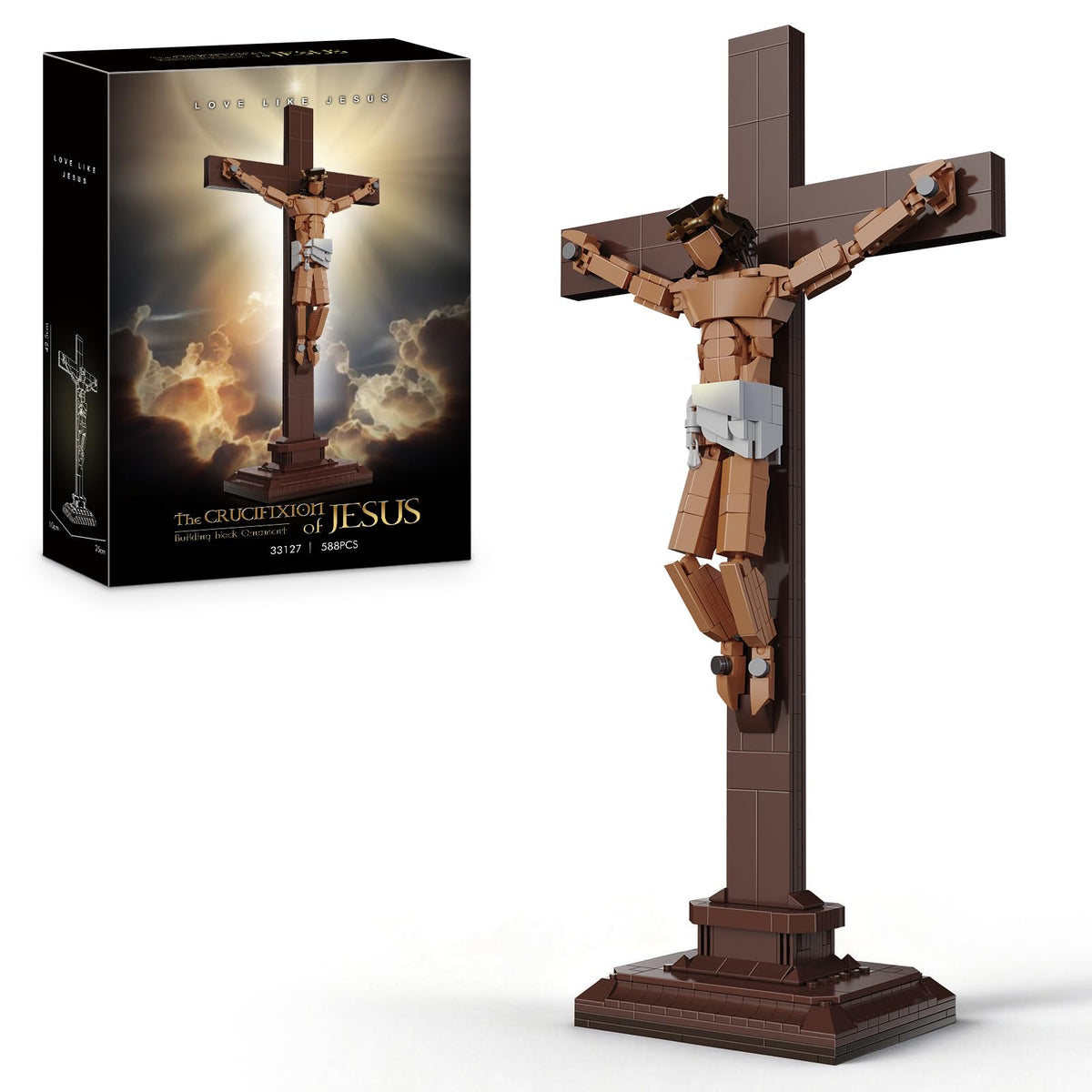 Vziimo Jesus Cross Building Set assembly view promotes patience and focus.