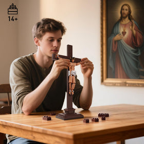 Vziimo Jesus Cross Building Set on display as decorative home decor.
