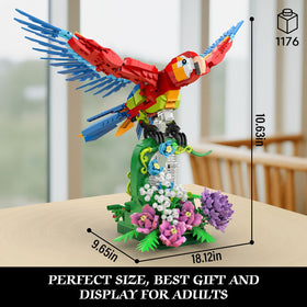 Vziimo Parrot Base with Flowers — colorful scene for home decor