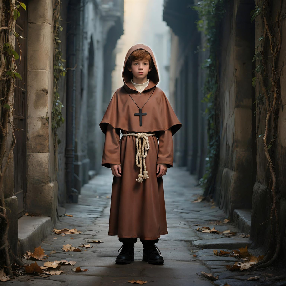 VZQI kids monk robe full costume, comfortable fabric for long events