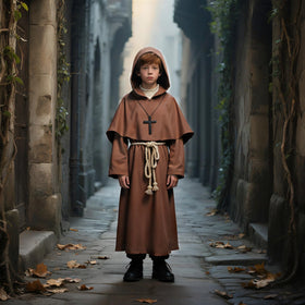 VZQI kids monk robe full costume, comfortable fabric for long events