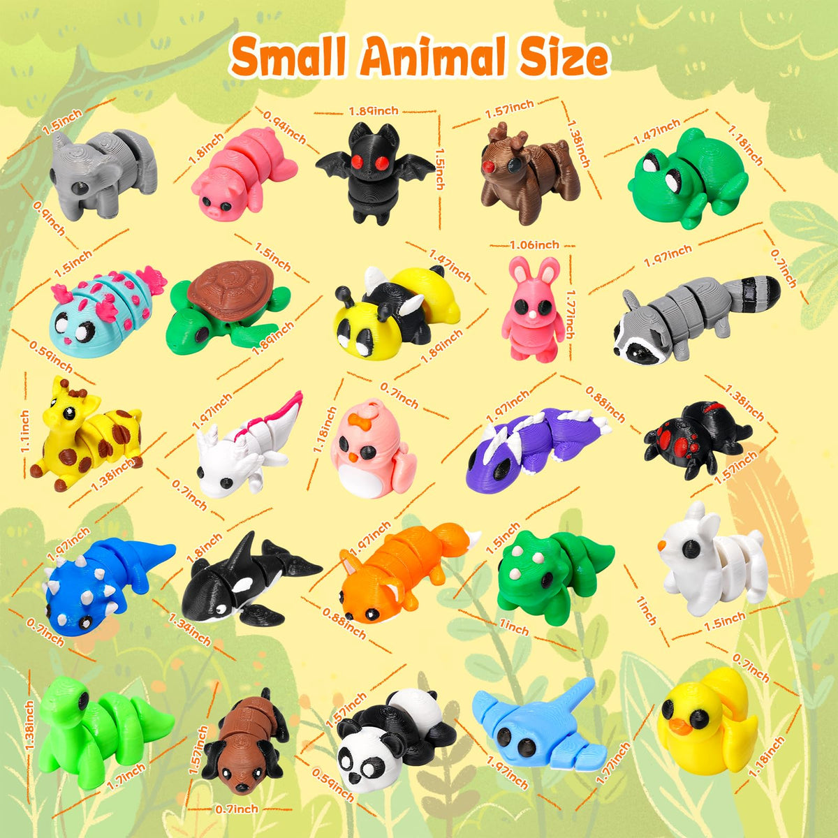 VZZNN 3D-printed articulated animals with smooth joint movement.