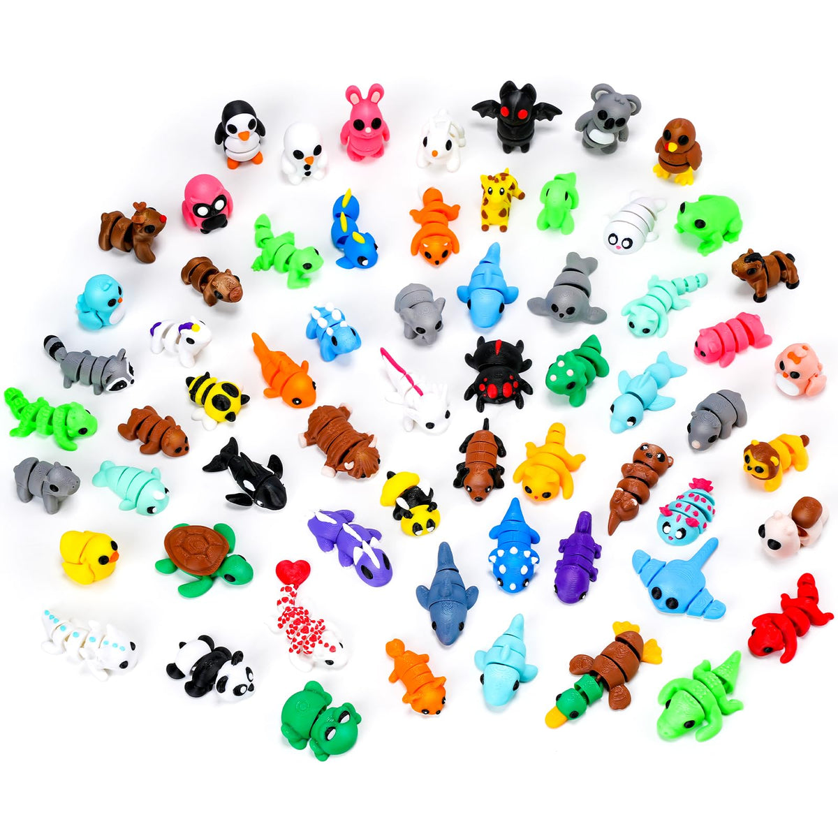 VZZNN 64pc mini animals collection for desk decor and tactile focus.