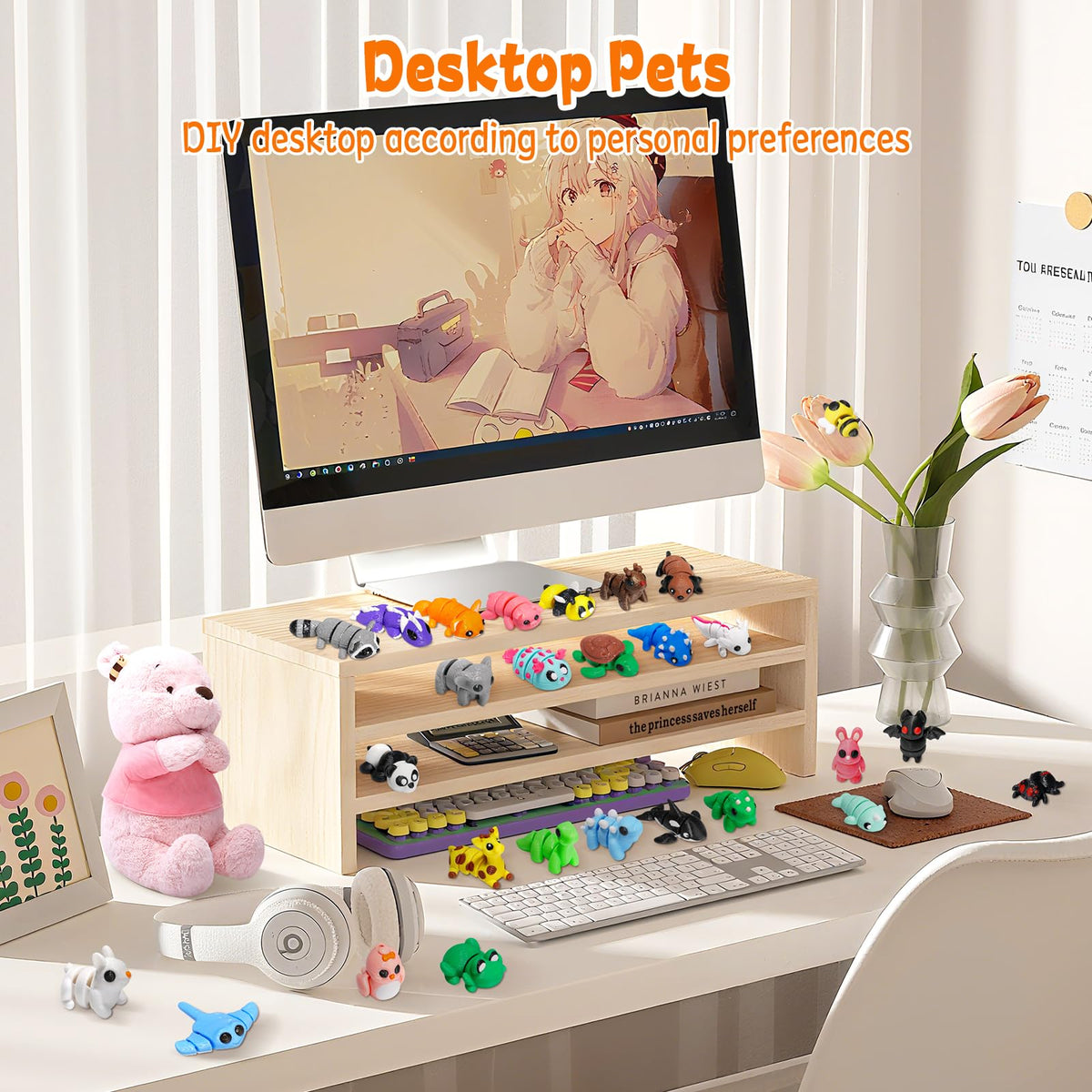 VZZNN desk-decor mini animals add color and texture to workspaces.