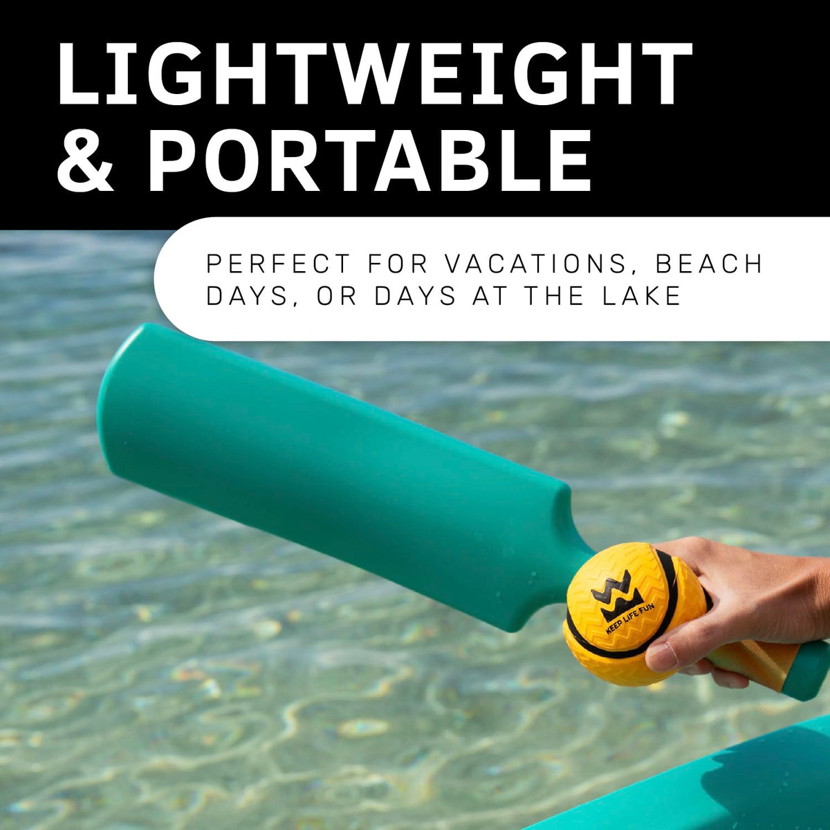 Waboba beach scene shows compact, portable water game setup