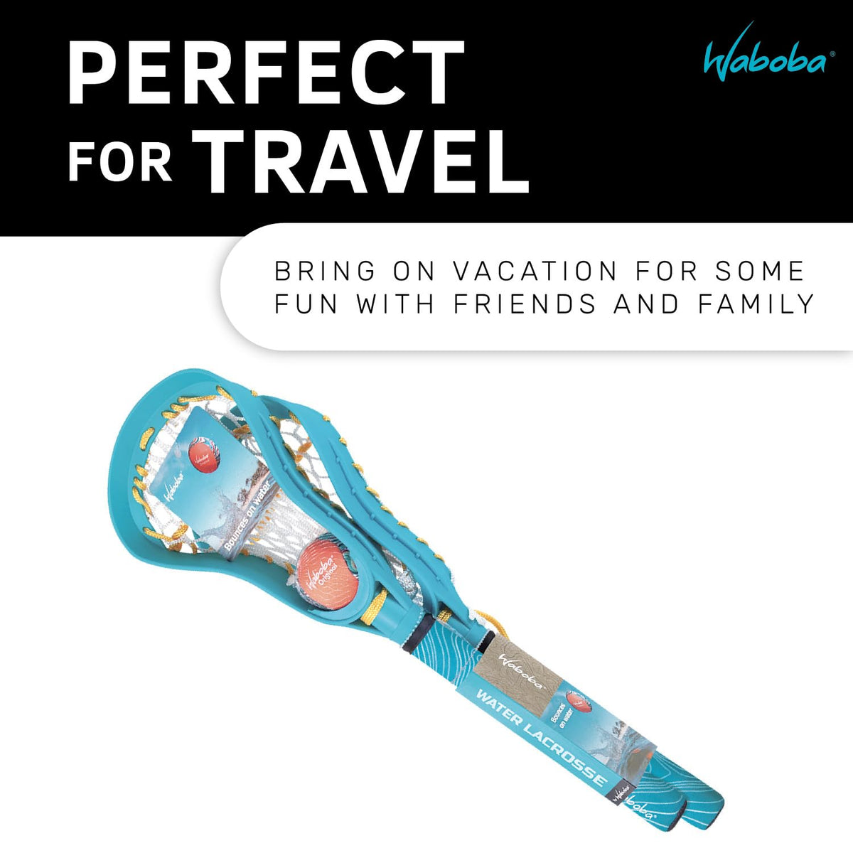 Waboba water lacrosse gear packed in a compact travel case.